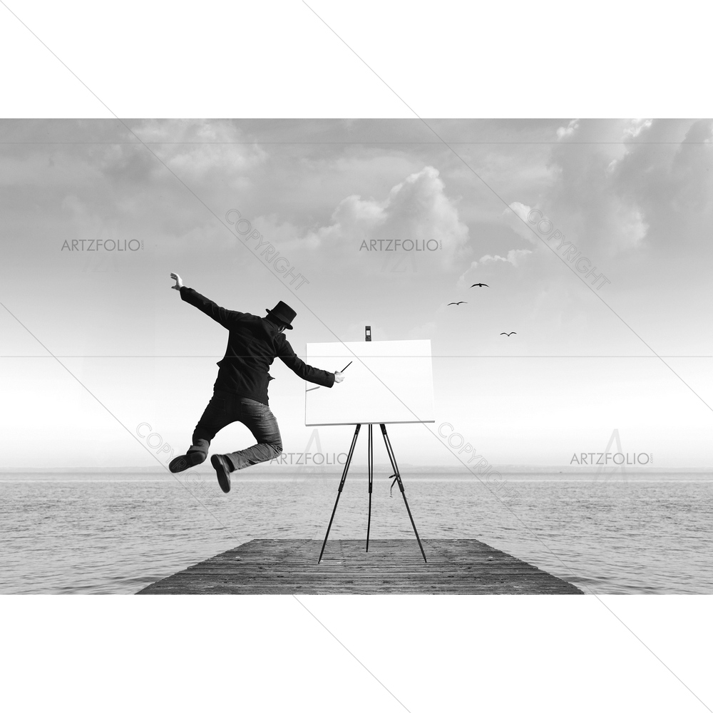 Surreal Black & White Art — custom-size art design 5012009