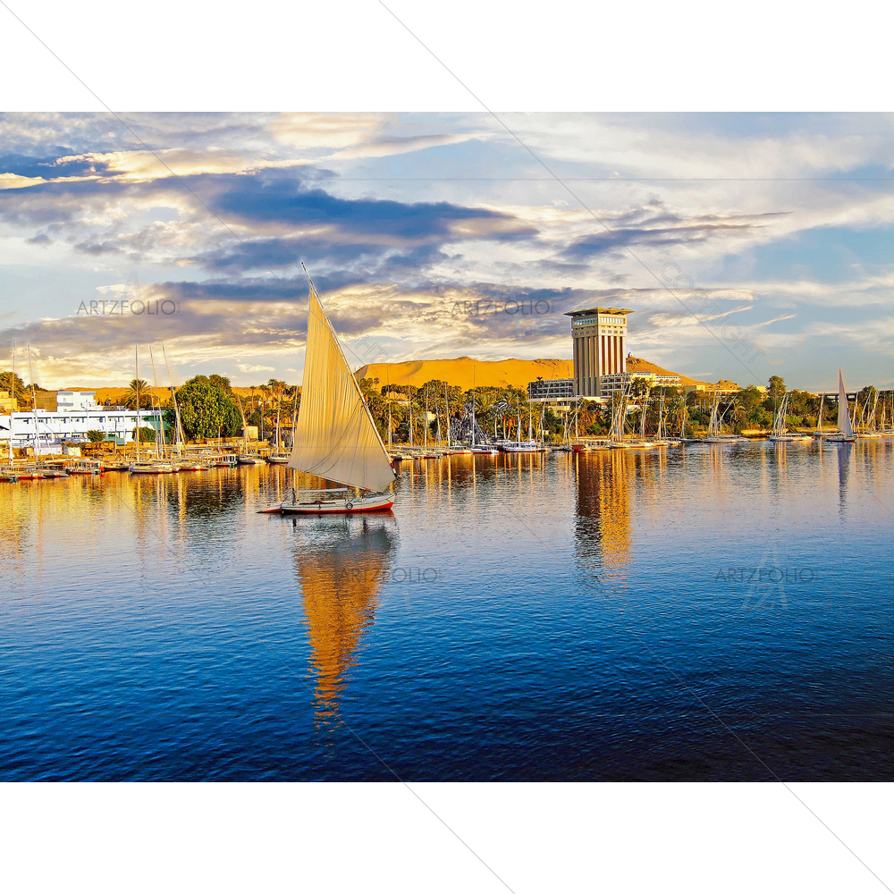 River Nile, Egypt — Boats custom art by ArtzFolio
