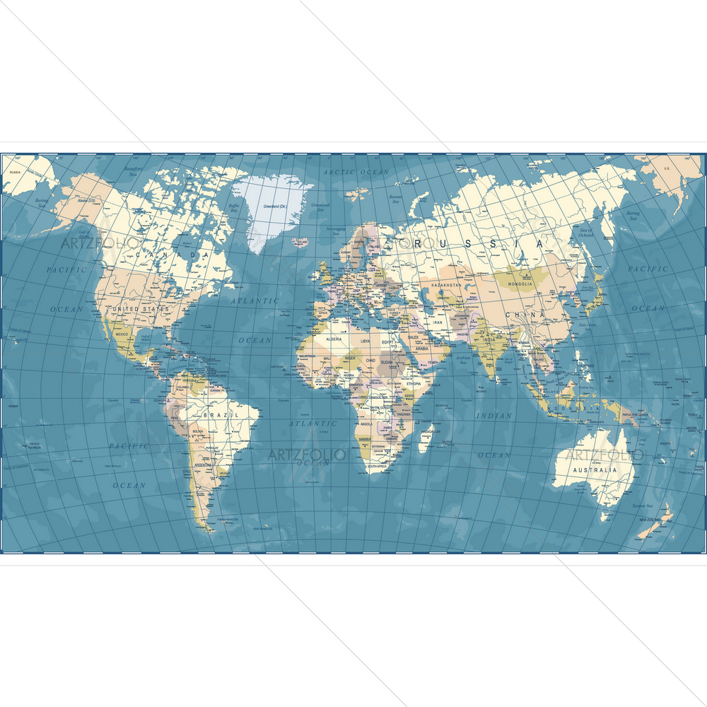 Vintage World Map D1 — African custom art by ArtzFolio