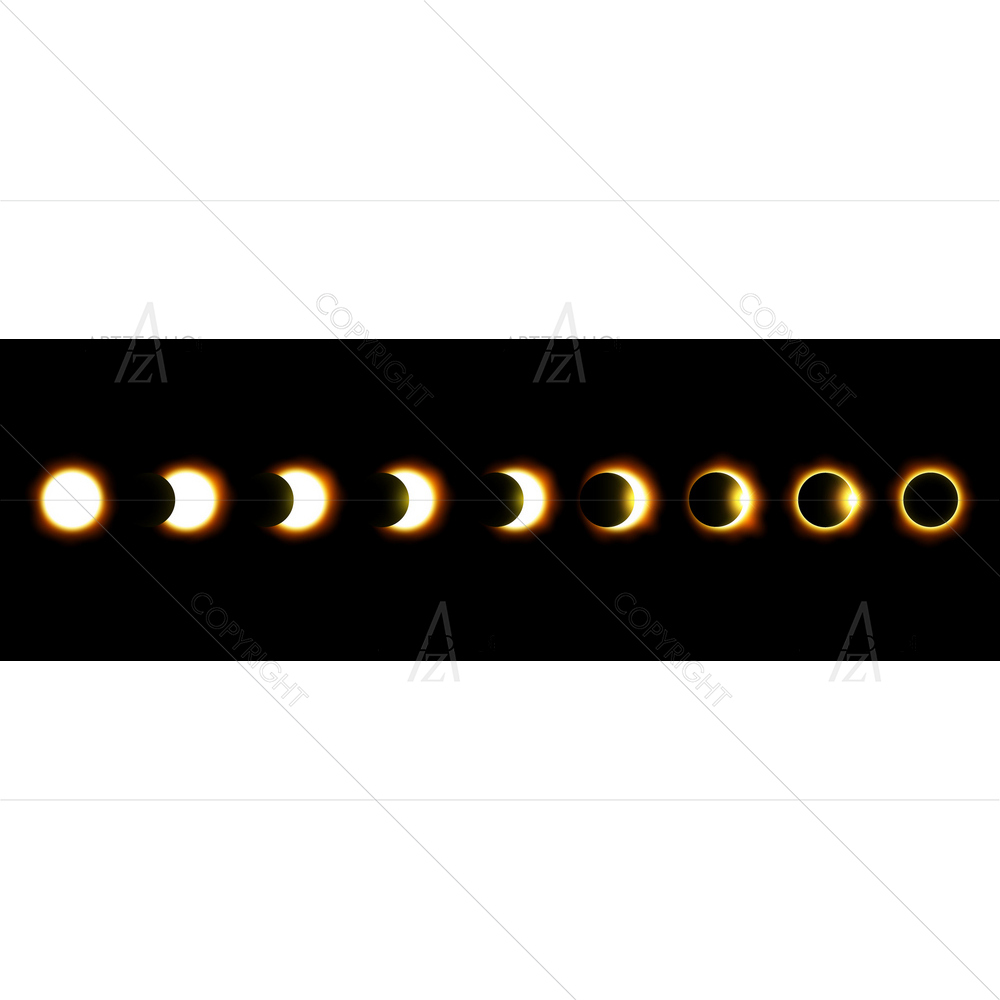 Solar and Lunar Eclipse Different Phases — custom-size art design 5012014