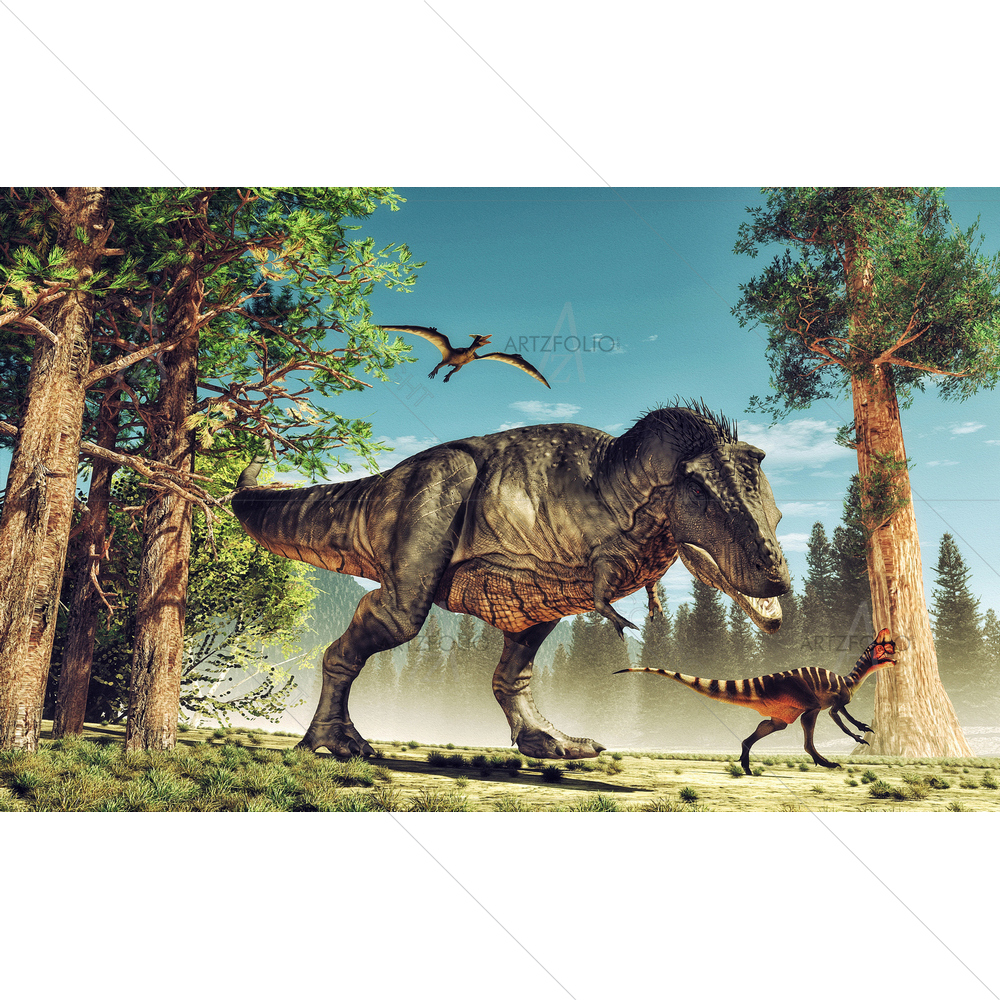3D T Rex Dinosaur In Jungle D1 — custom-size art design 5012018