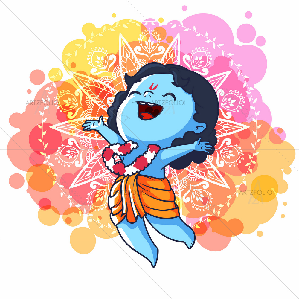 Little God Krishna Jumping — custom-size art design 5012025