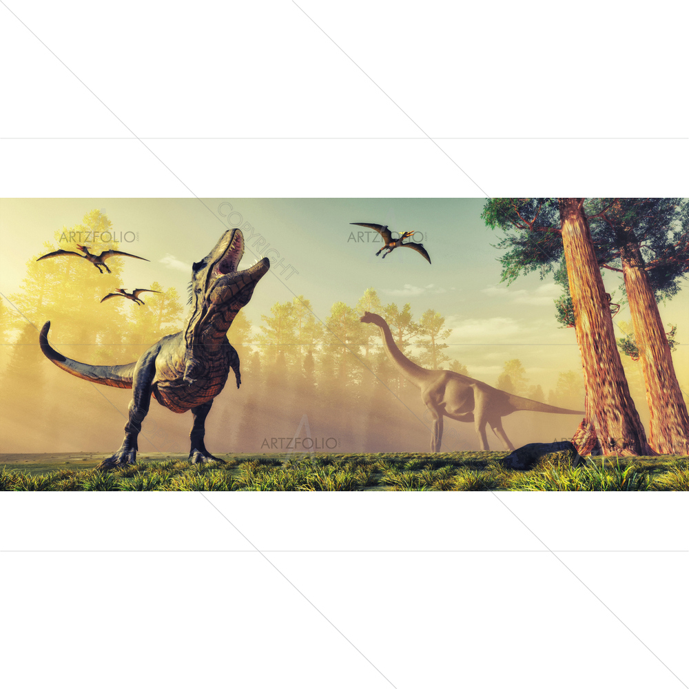 3D T Rex Dinosaur In Jungle D2 — custom-size art design 5012026
