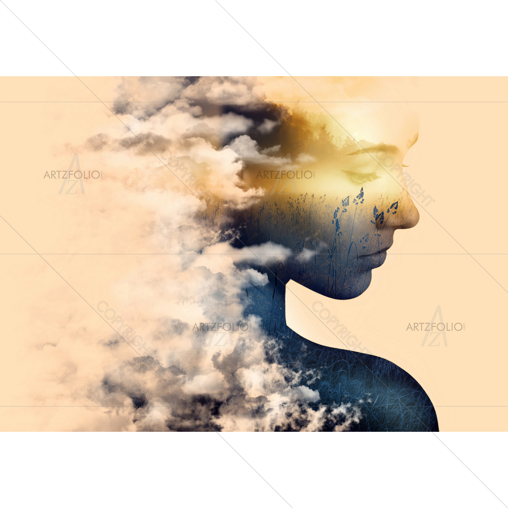 Woman and Morning Mist in Forest — custom-size art design 5012033