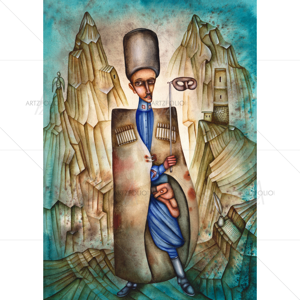 Mikhail Lermontov, Russian Poet & Writer, 1814-1841 — custom-size art design 5012036