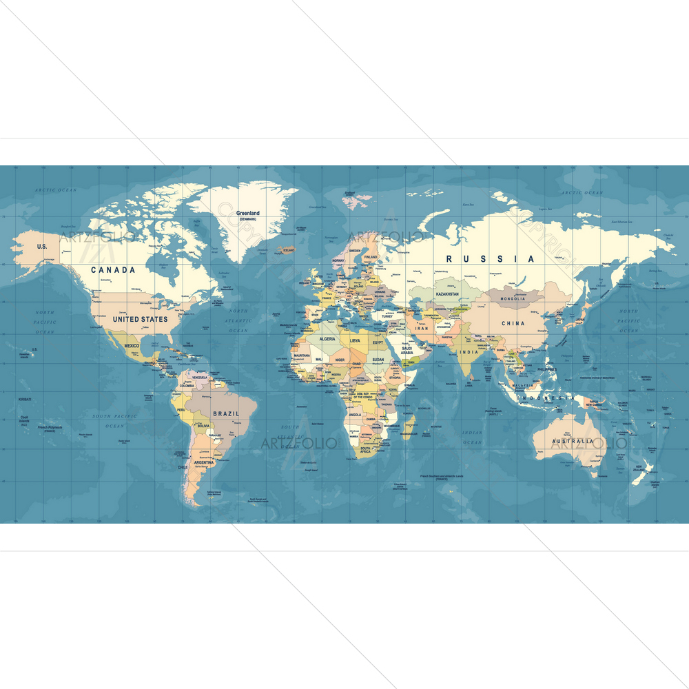 World Map D2 — Abstract custom art by ArtzFolio