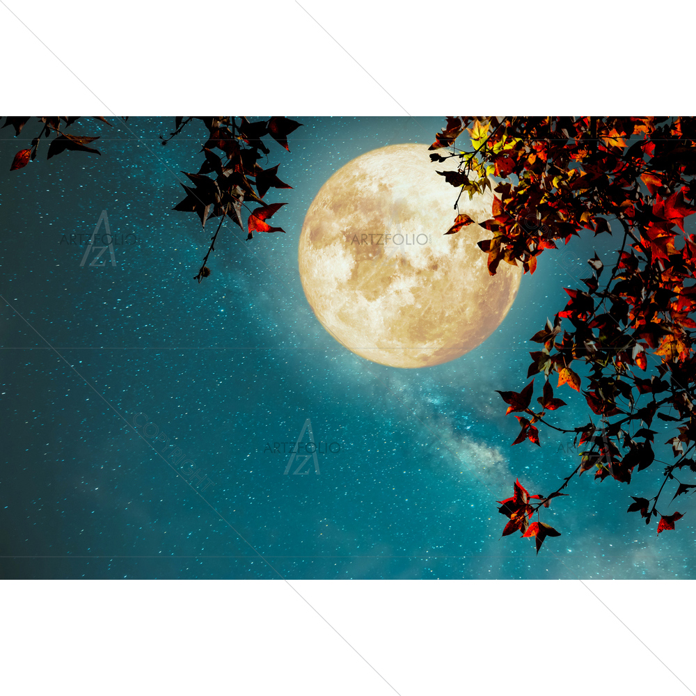 Autumn Maple Tree and Moon — custom-size art design 5012054