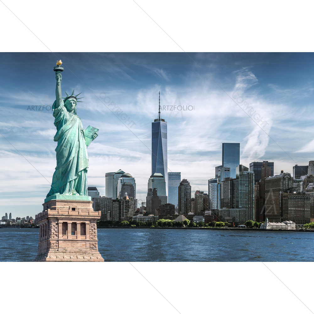Statue of Liberty with World Trade Center, New York — custom-size art design 5012070