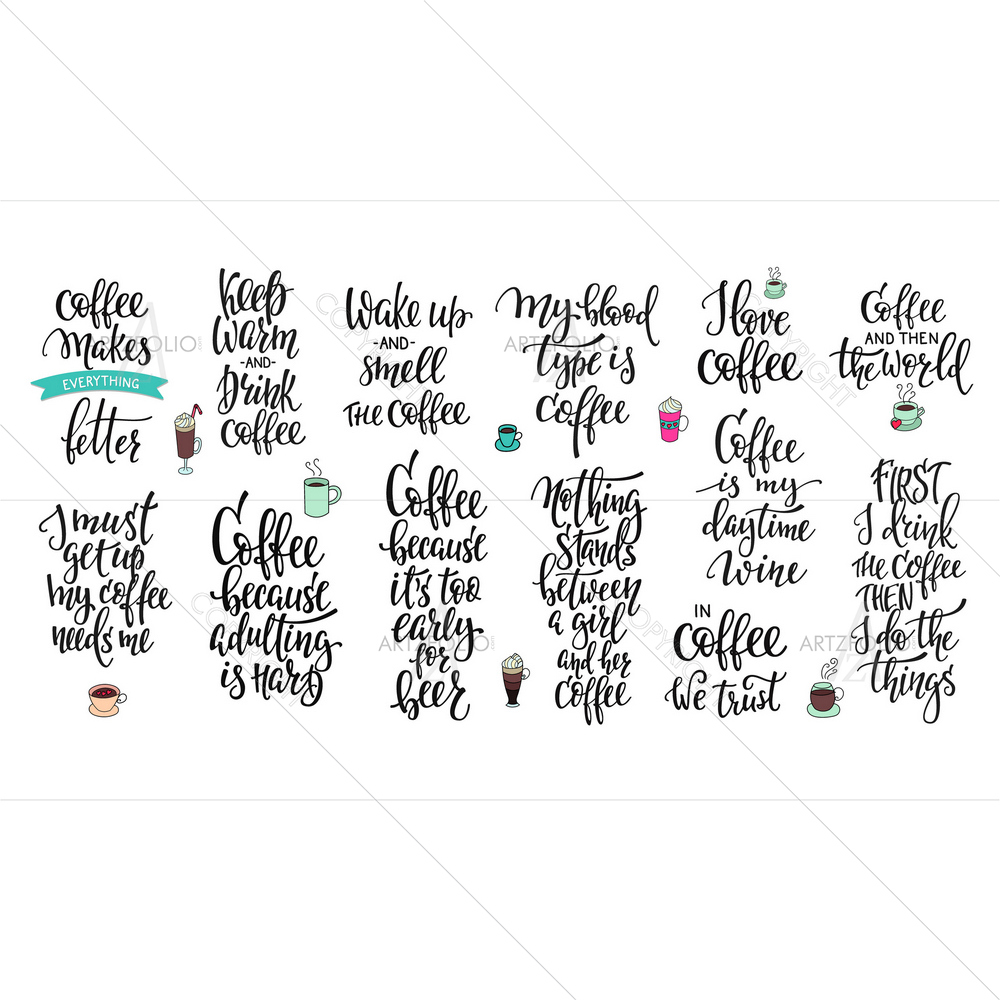 Modern Coffee Typographic Signs — Ancient custom art by ArtzFolio