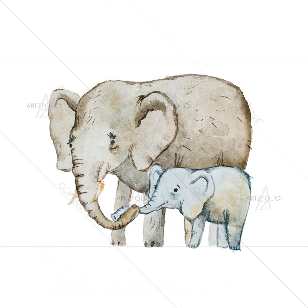 Elephant Family — Adult custom art by ArtzFolio