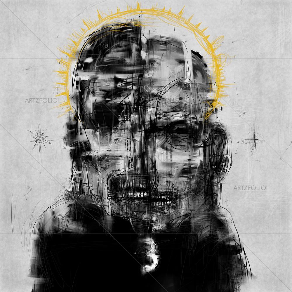 Man with Glow Over Head — custom-size art design 5012093