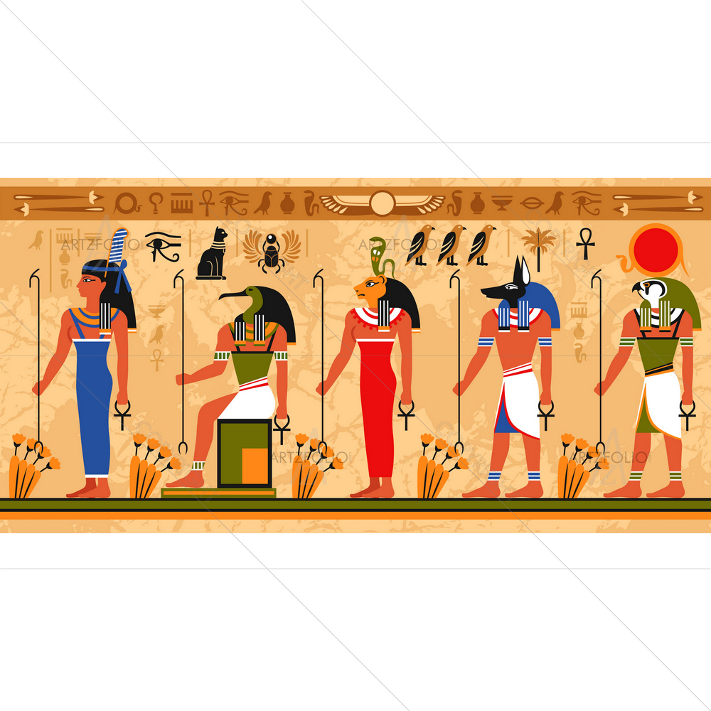 Ancient Egyptian Deities & Occult Symbols — Devotional custom art by ArtzFolio