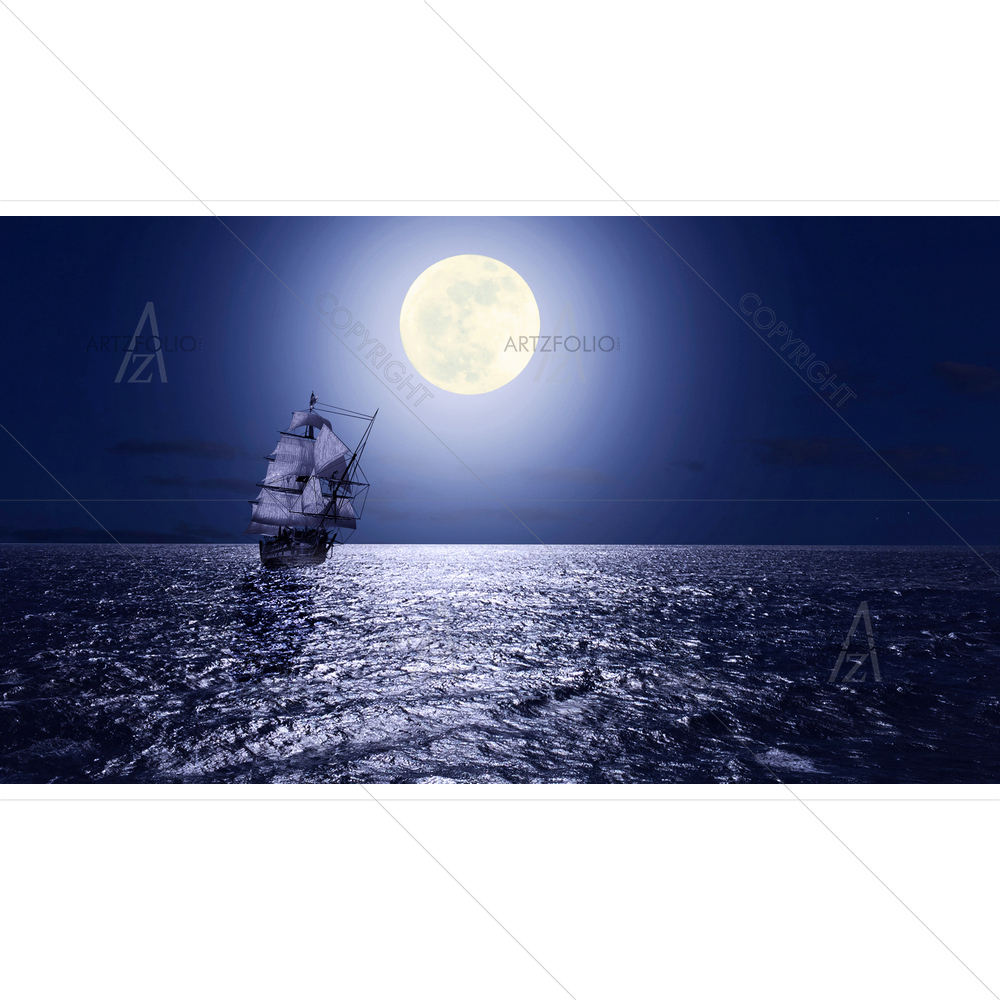 Sailboat in Sea D1 — Boats custom art by ArtzFolio