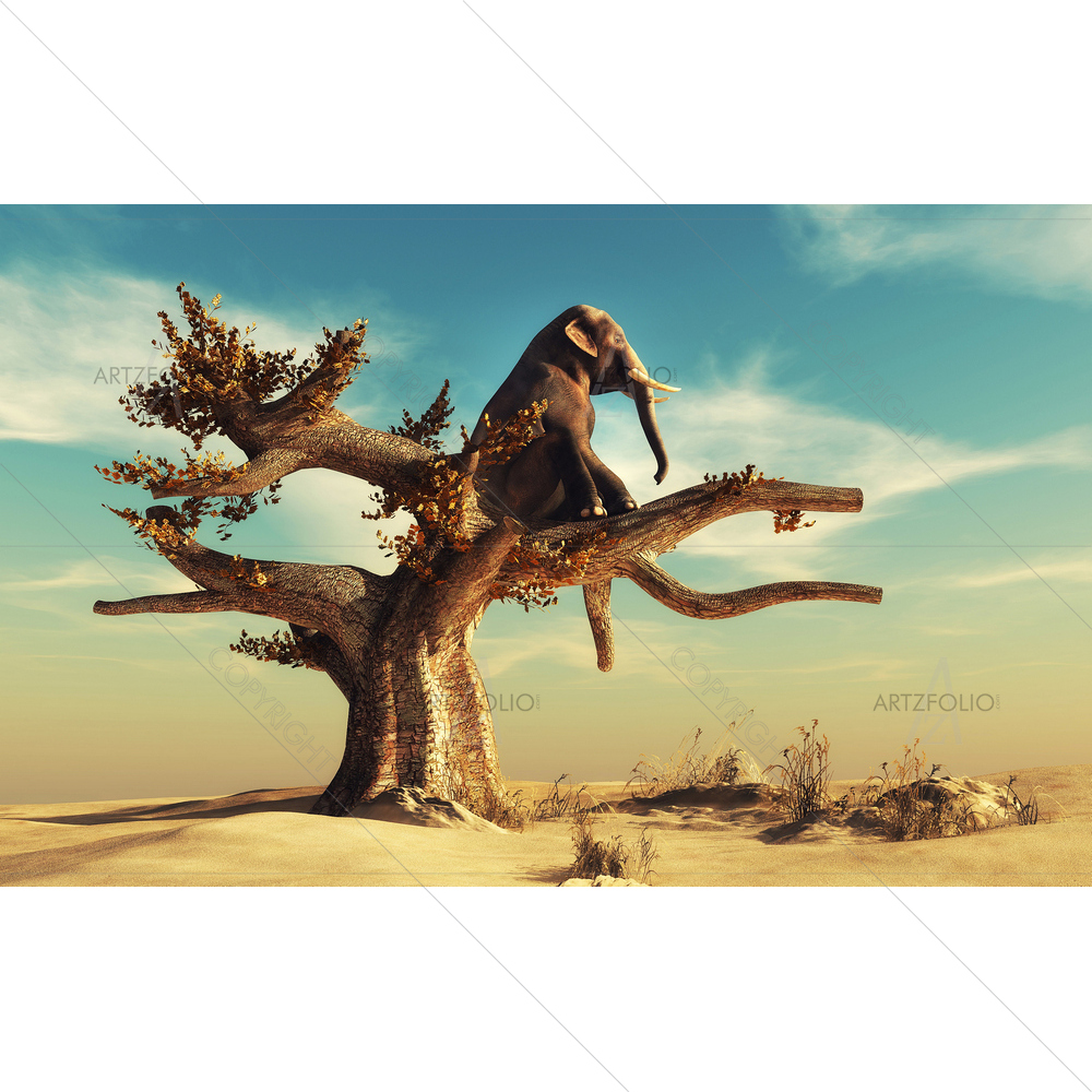 Elephant in Dry Tree — custom-size art design 5012119