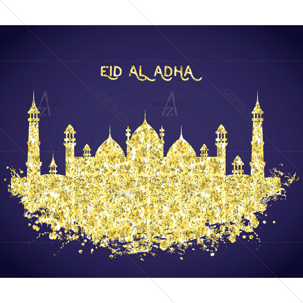 Golden Glitter Mosque Building — custom-size art design 5012120