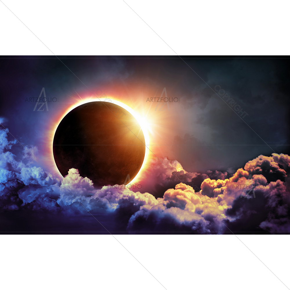 Solar Eclipse in Clouds, NASA — custom-size art design 5012141