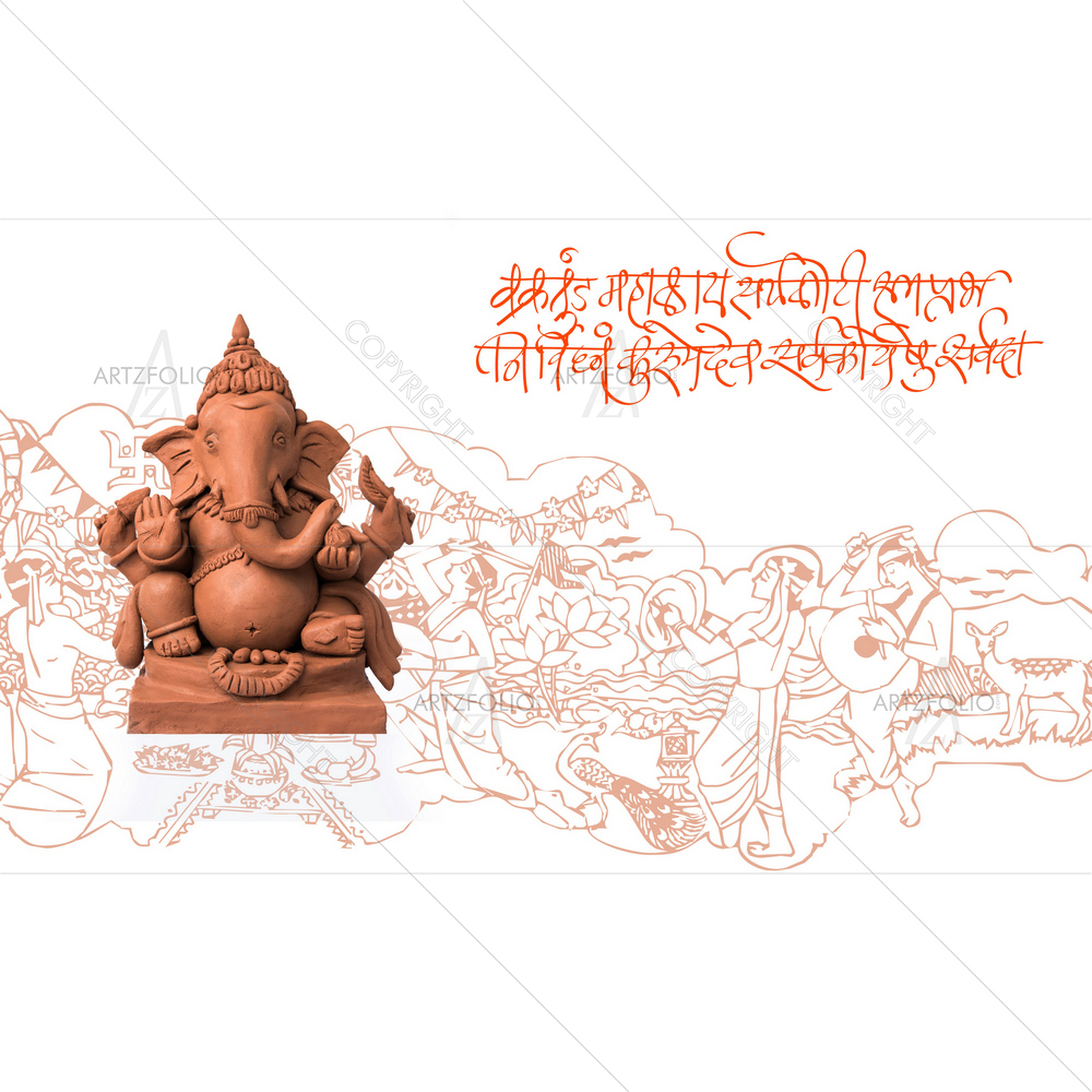 Happy Ganesh Chaturthi D3 — Devotional custom art by ArtzFolio
