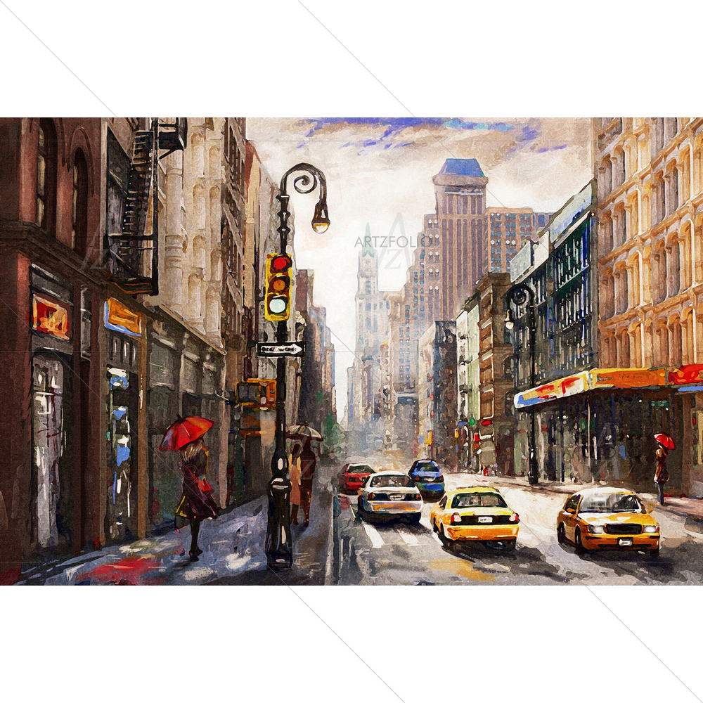 Red Umbrella in New York, USA — custom-size art design 5012150
