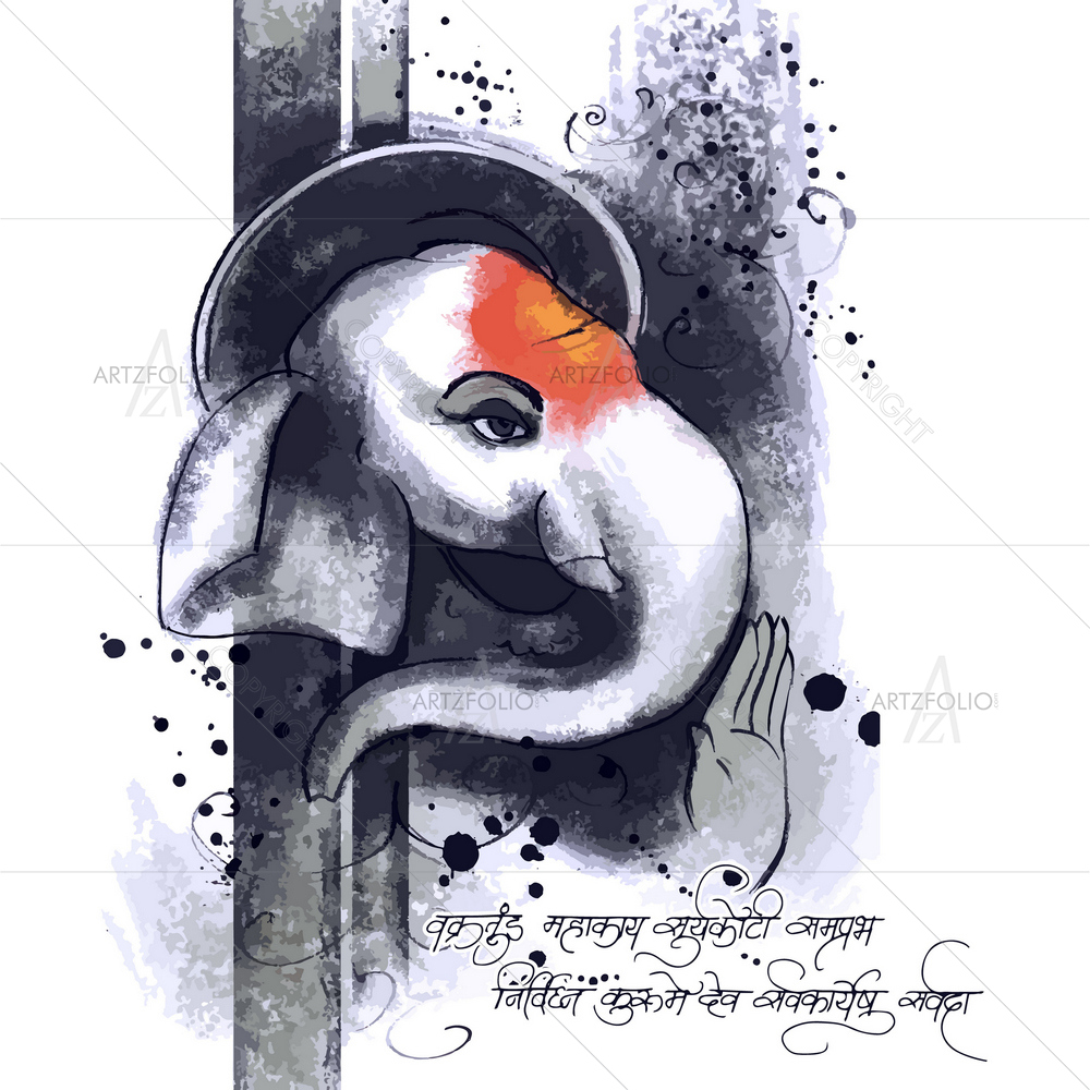 Hindu God Shri Ganeshaye Namah D3 — Devotional custom art by ArtzFolio