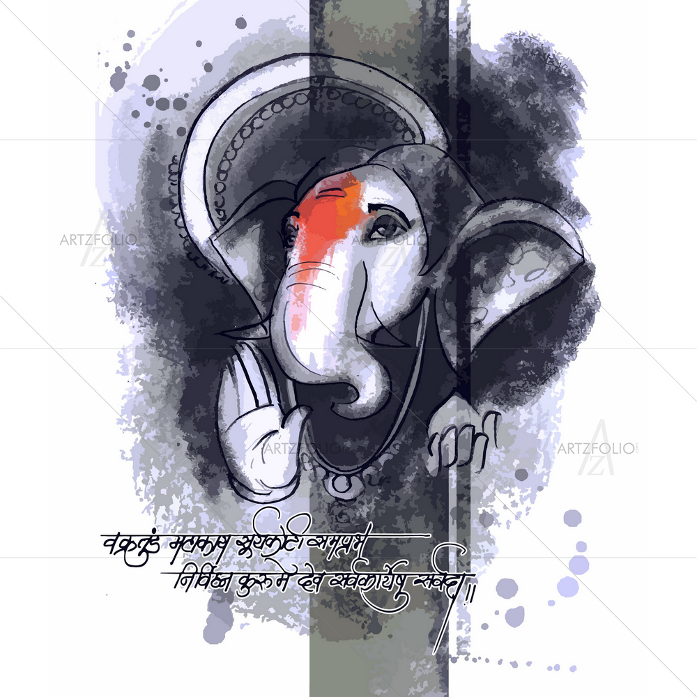 Hindu God Shri Ganeshaye Namah D6 — Devotional custom art by ArtzFolio