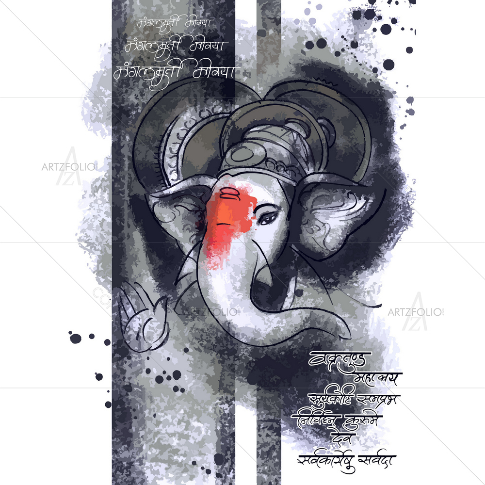 Hindu God Shri Ganeshaye Namah D7 — Devotional custom art by ArtzFolio