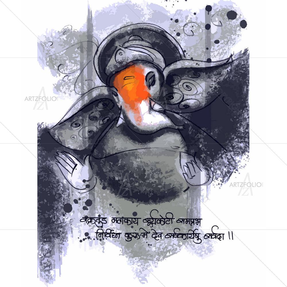 Hindu God Shri Ganeshaye Namah D8 — Devotional custom art by ArtzFolio