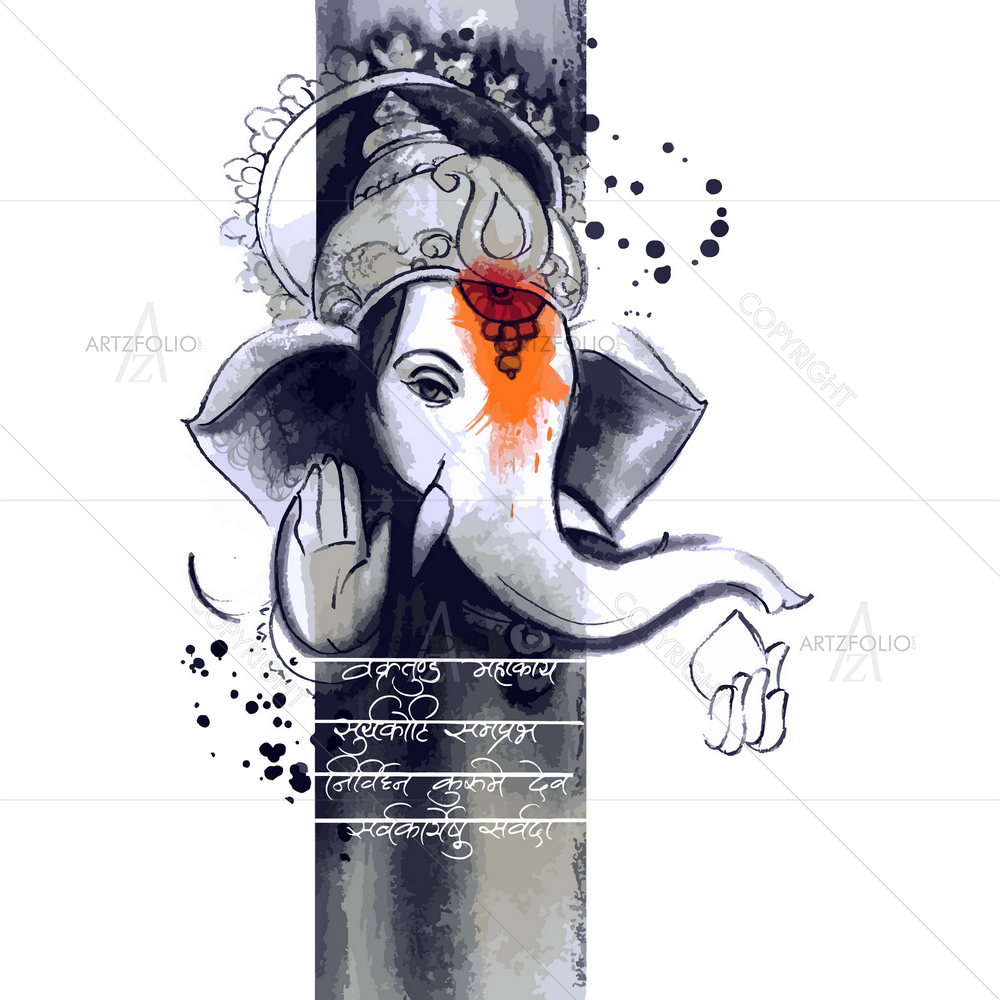 Hindu God Shri Ganeshaye Namah D10 — Devotional custom art by ArtzFolio