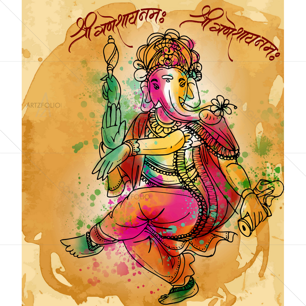Hindu God Ganesh Chaturthi D2 — Devotional custom art by ArtzFolio