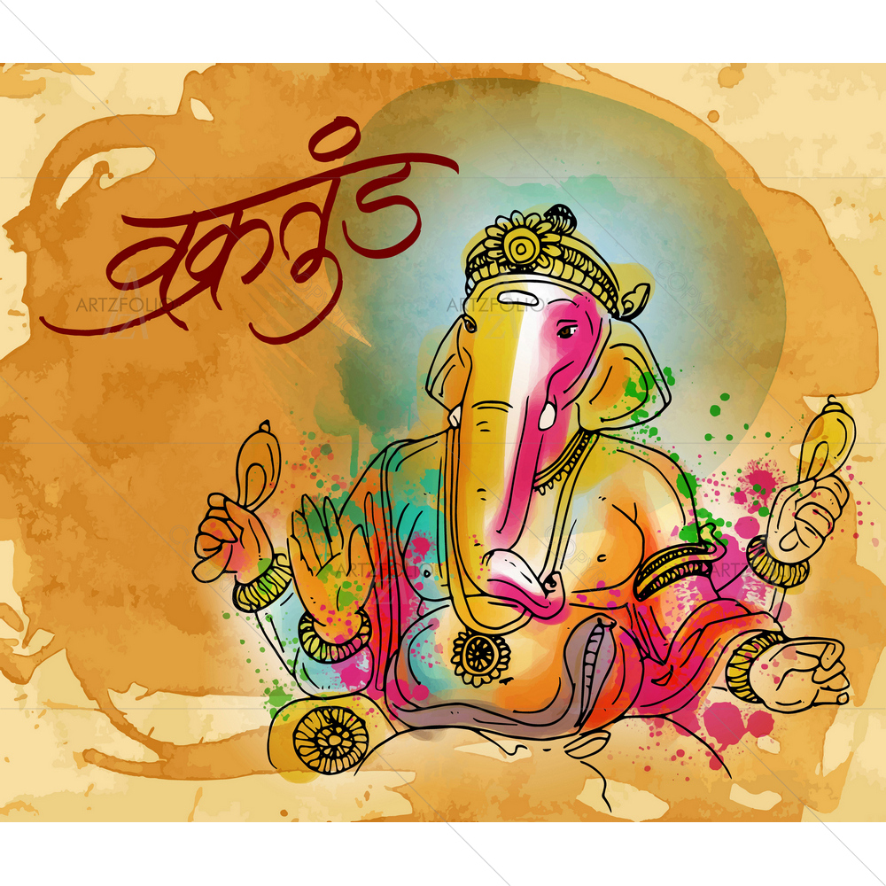 Hindu God Ganesh Chaturthi D3 — Devotional custom art by ArtzFolio