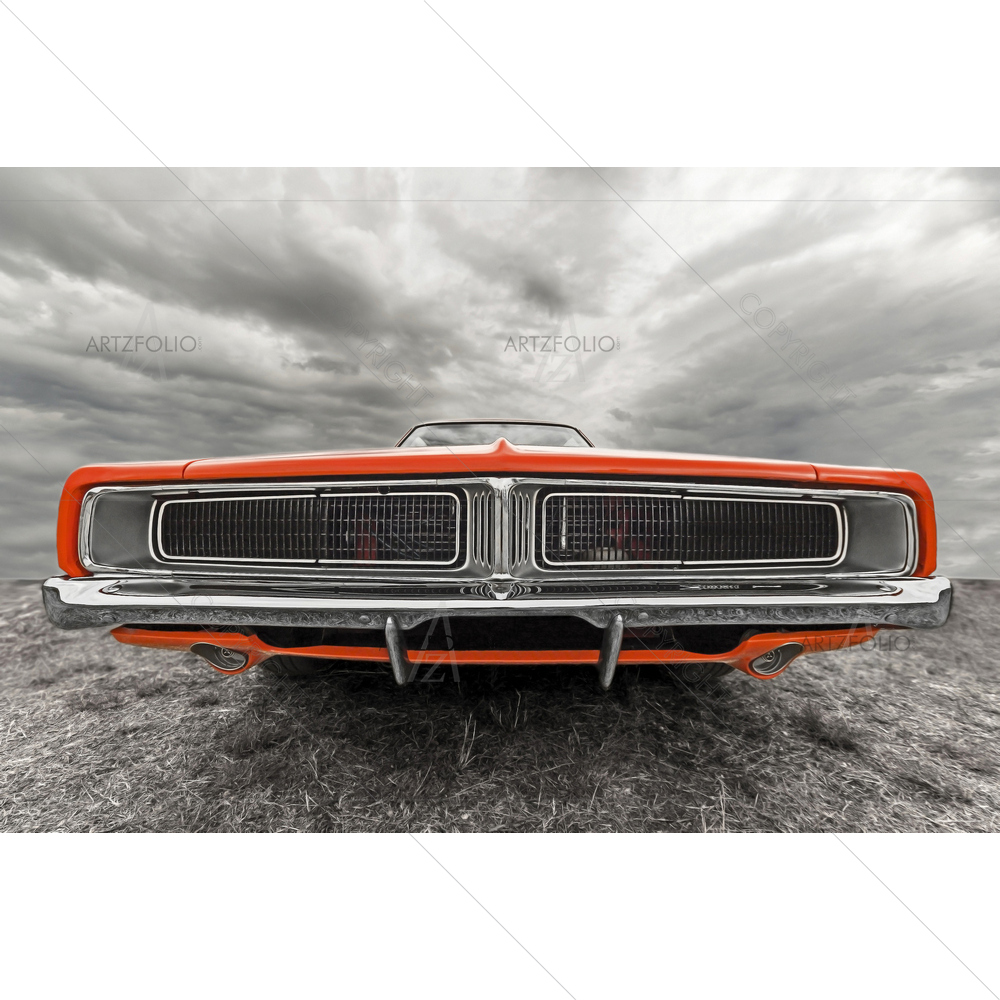 Car Under Cloudy Sky — American custom art by ArtzFolio