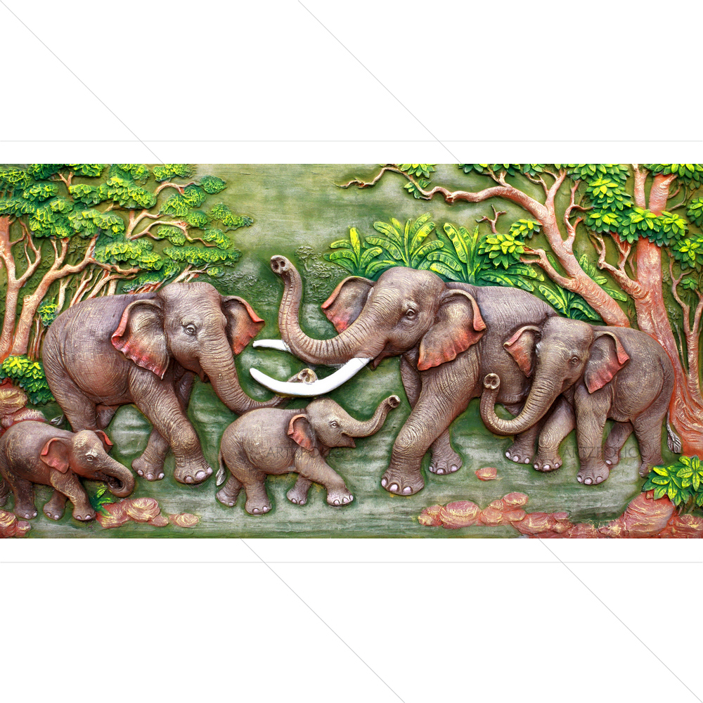 Thai Elephants Sculpture Art — custom-size art design 5012183