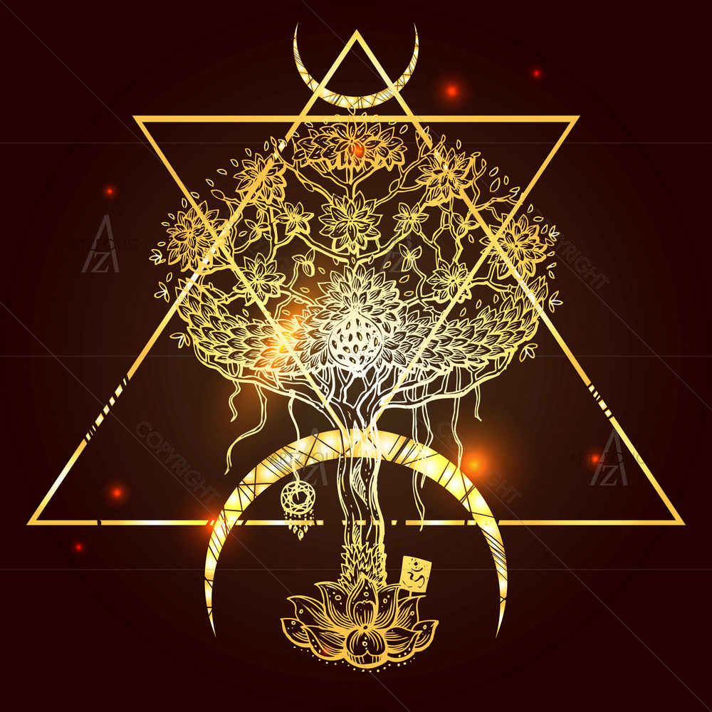 Hand-Drawn Buddha Tree D1 — custom-size art design 5012193
