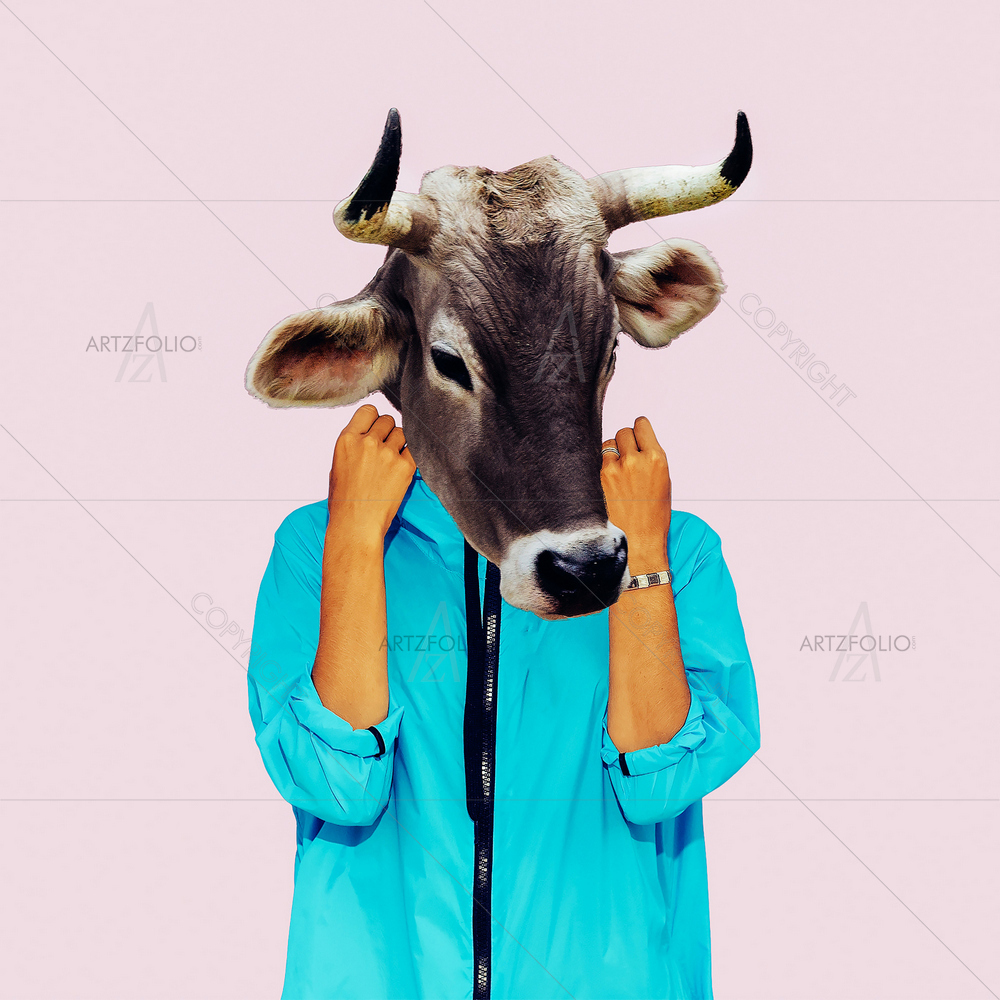 Hipster Cow — Animals custom art by ArtzFolio