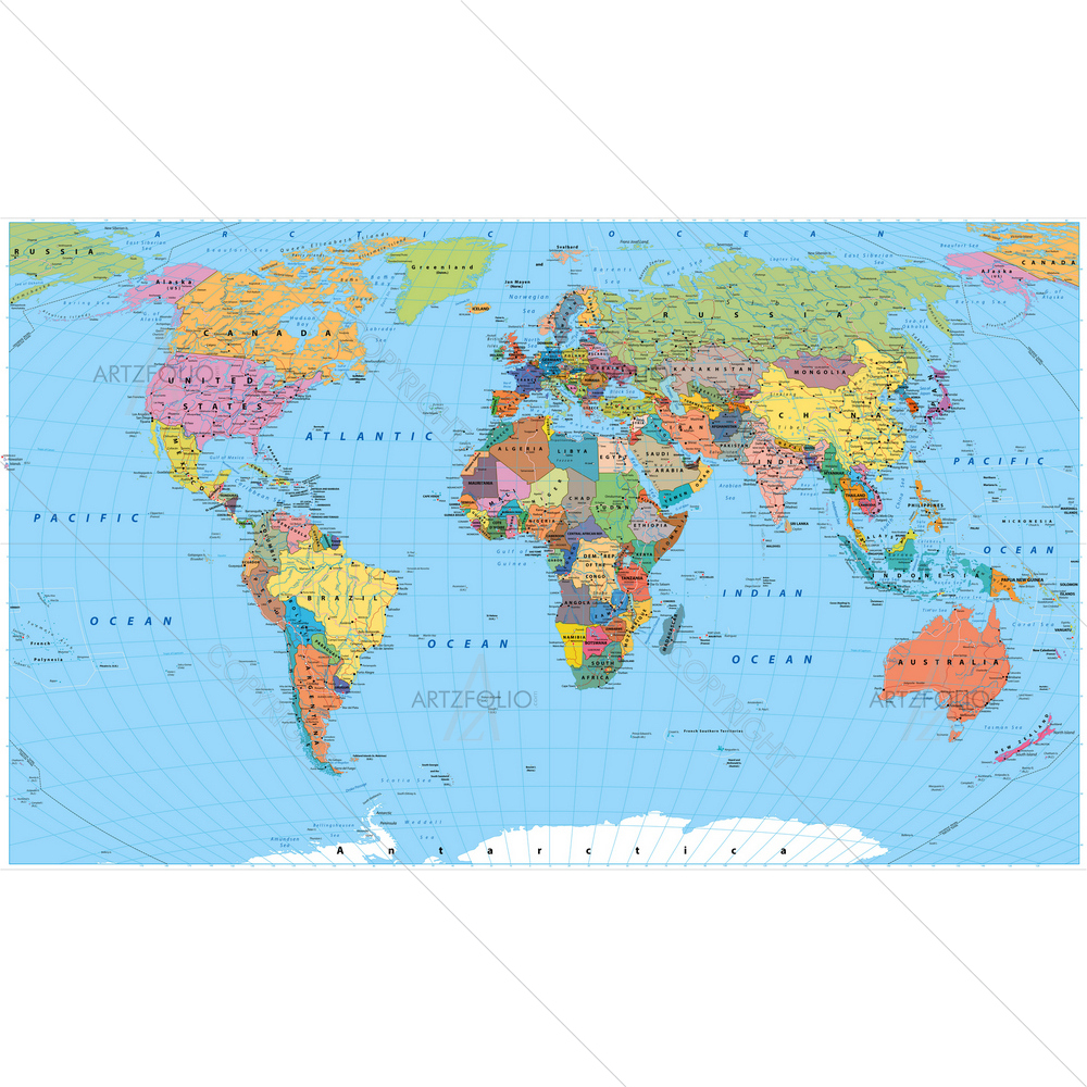 Colorful World Map D2 — African custom art by ArtzFolio