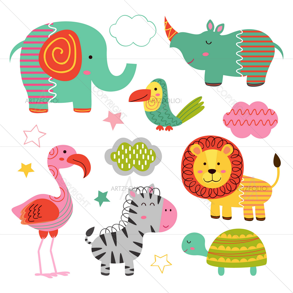 Baby Jungle Animals — African custom art by ArtzFolio