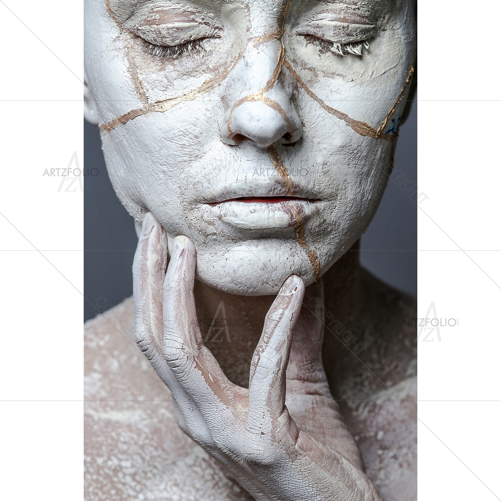 Woman Covered in Clay Portrait — Abstract custom art by ArtzFolio