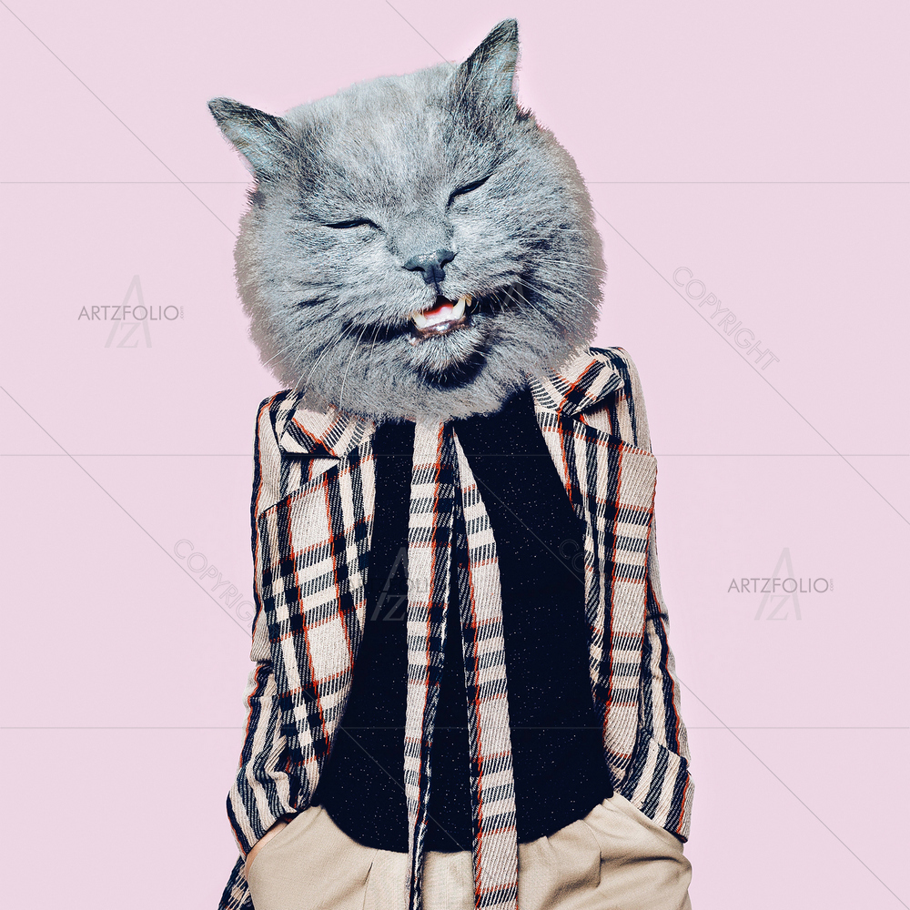 Hooligan Cat in Coat — Ancient custom art by ArtzFolio