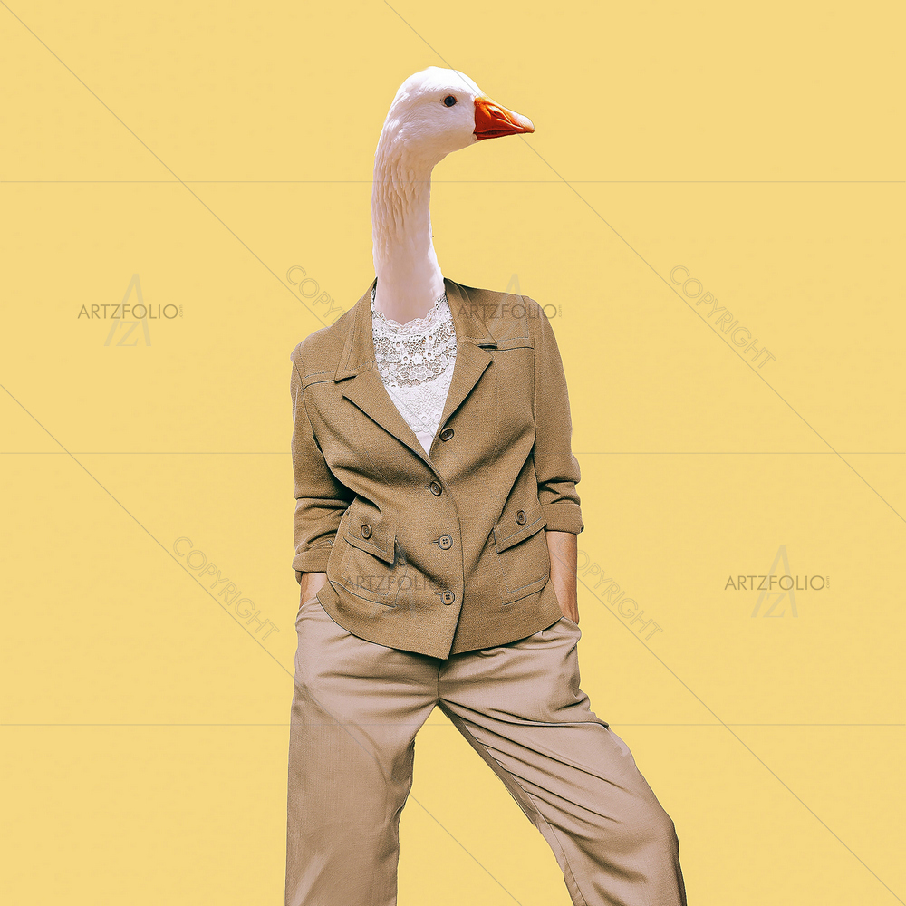 Goose in Vintage Clothing — Ancient custom art by ArtzFolio