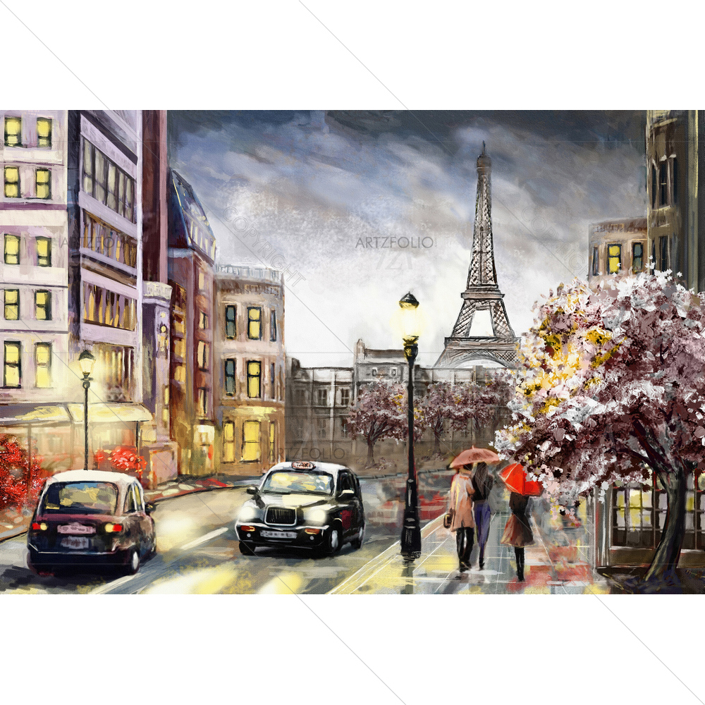 Eiffel Tower & Streets in Paris — custom-size art design 5012236
