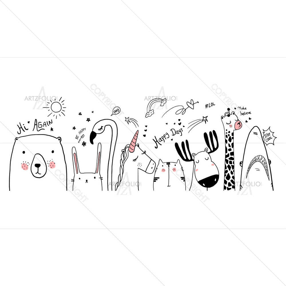 Cartoon Animals D4 — Animals custom art by ArtzFolio