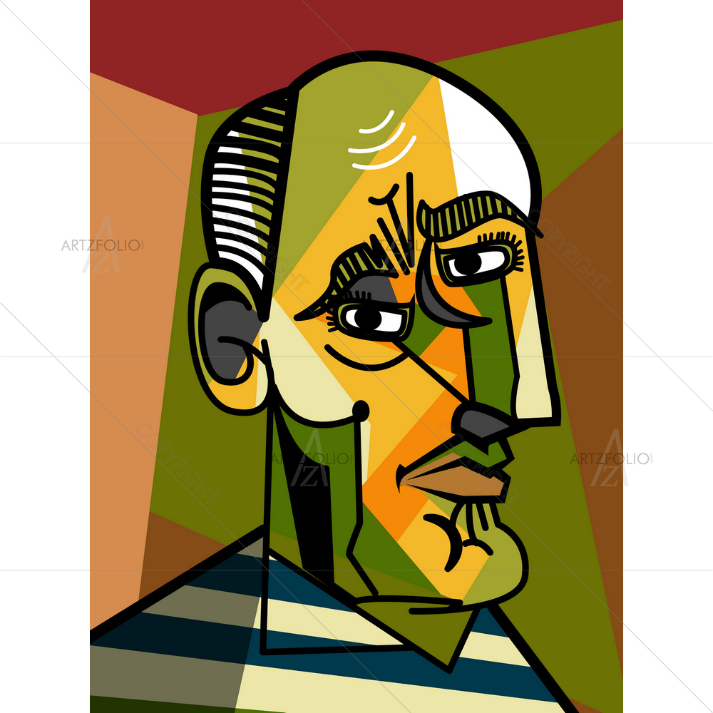 Cubist Old Man — Cubism custom art by ArtzFolio