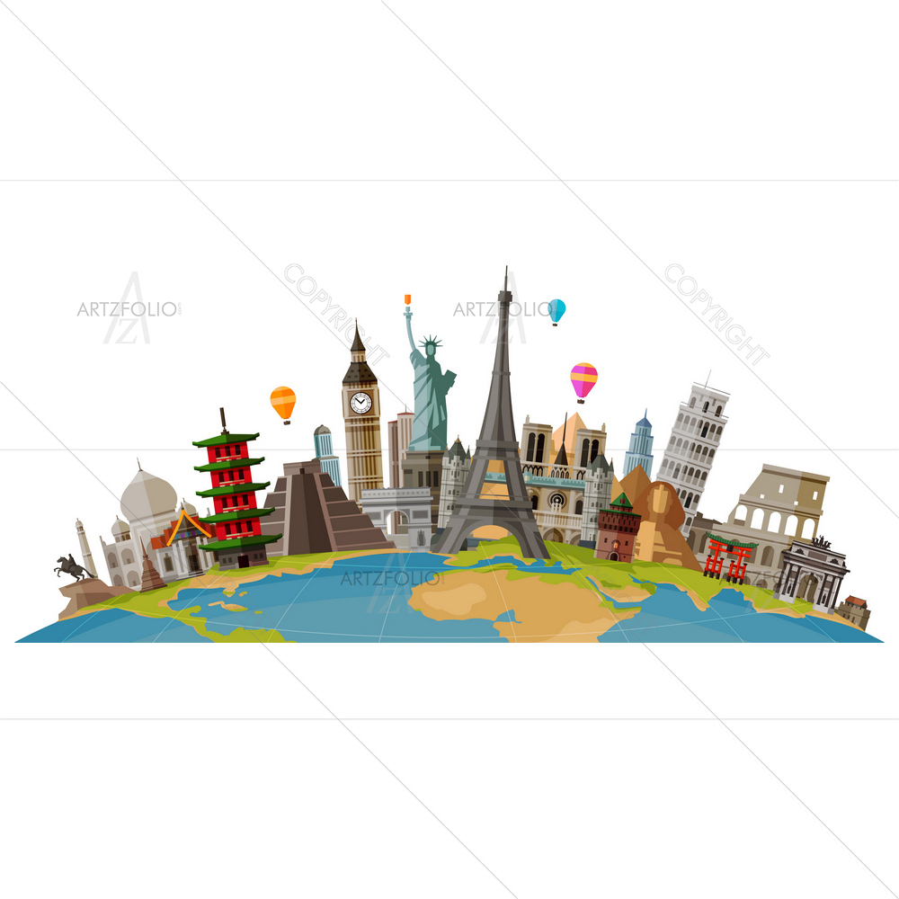 Countries Famous Monuments — Architecture custom art by ArtzFolio