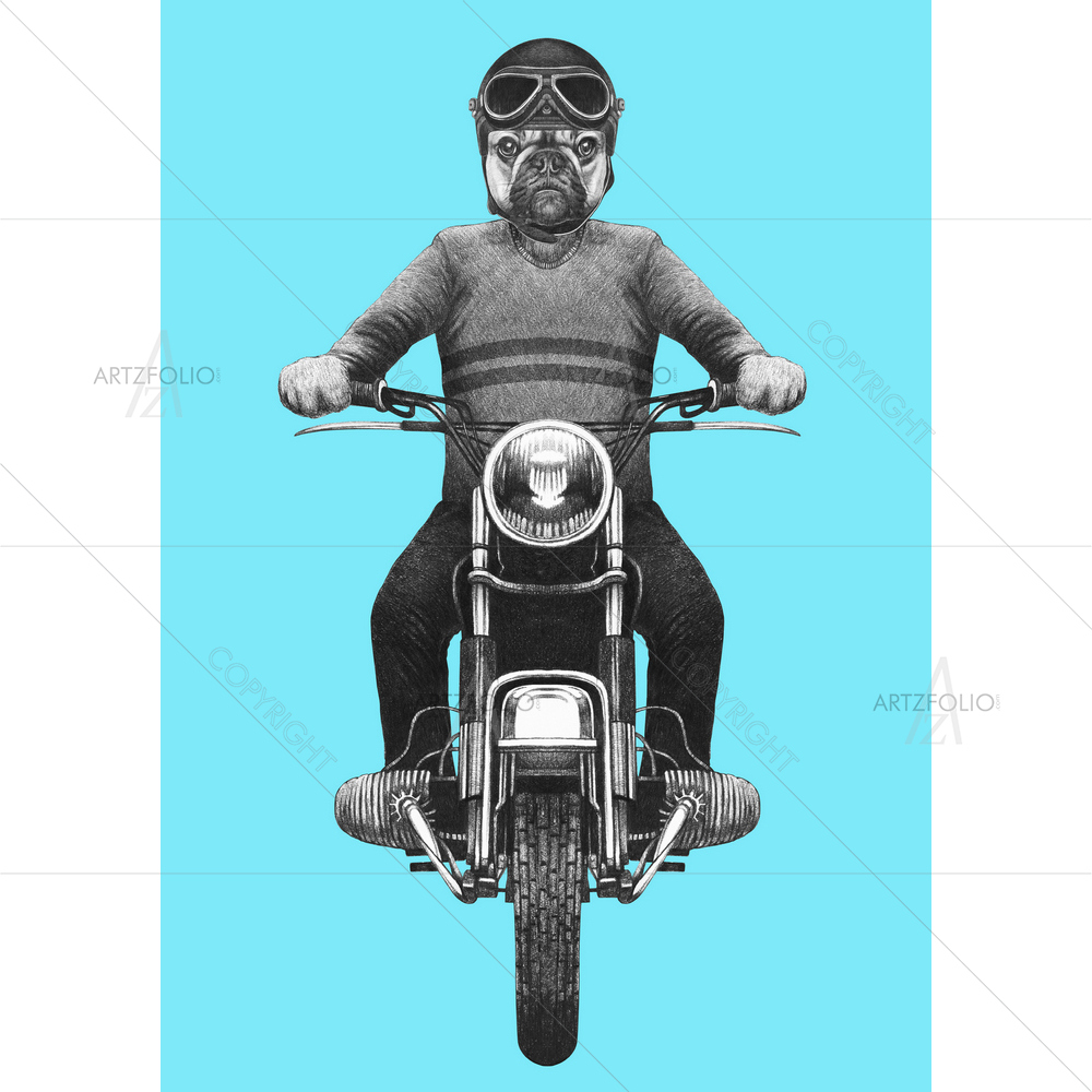 French Bulldog Rides Motorcycle — custom-size art design 5012262