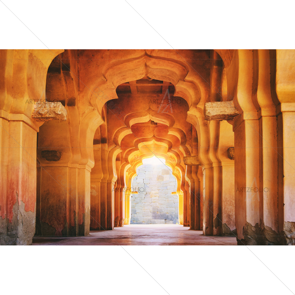 Old Ruined Arch of Lotus Mahal, Karnataka, India — Devotional custom art by ArtzFolio