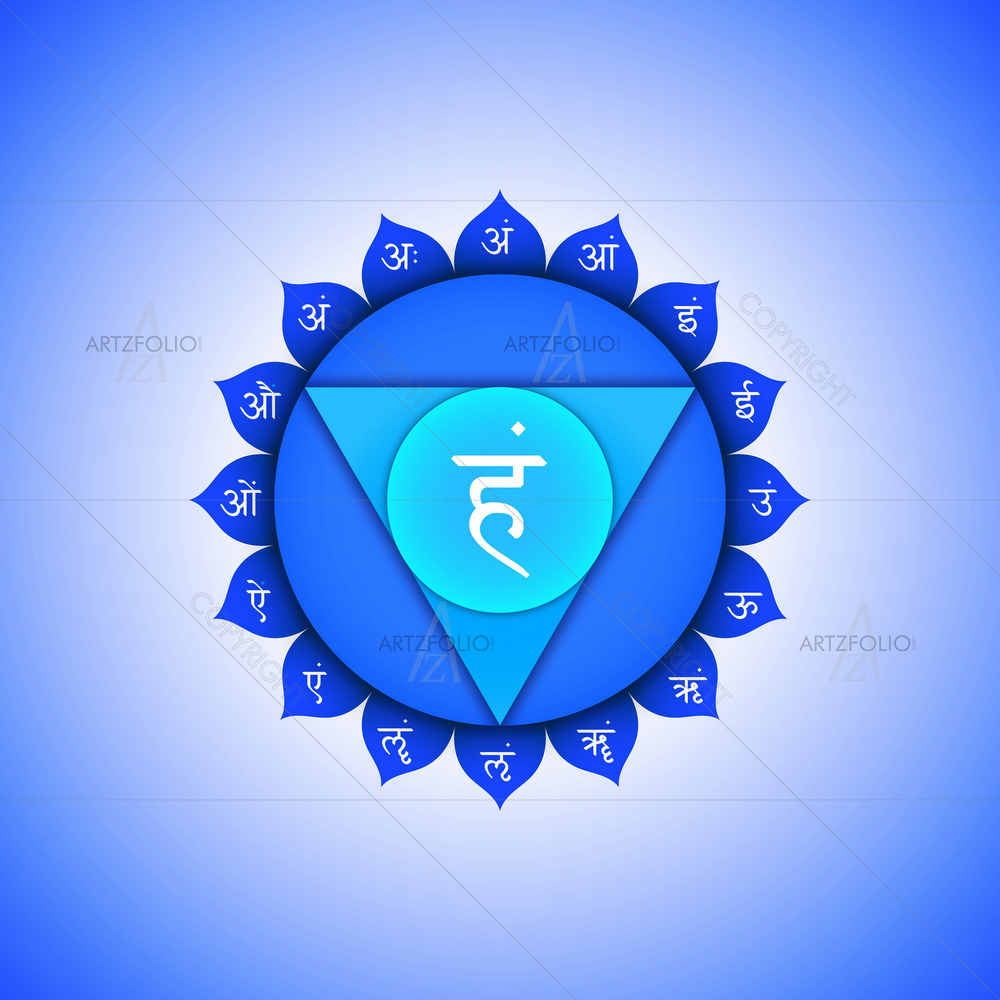 Fifth Vishuddha Throat Chakra Sanskrit Mantra D1 — custom-size art design 5012267