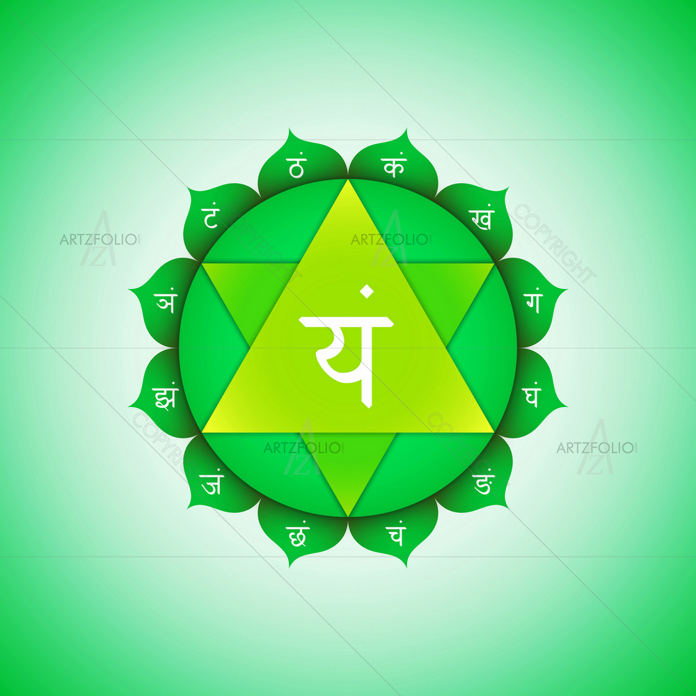 Fourth Heart Anahata Chakra Sanskrit Mantra D1 — custom-size art design 5012268
