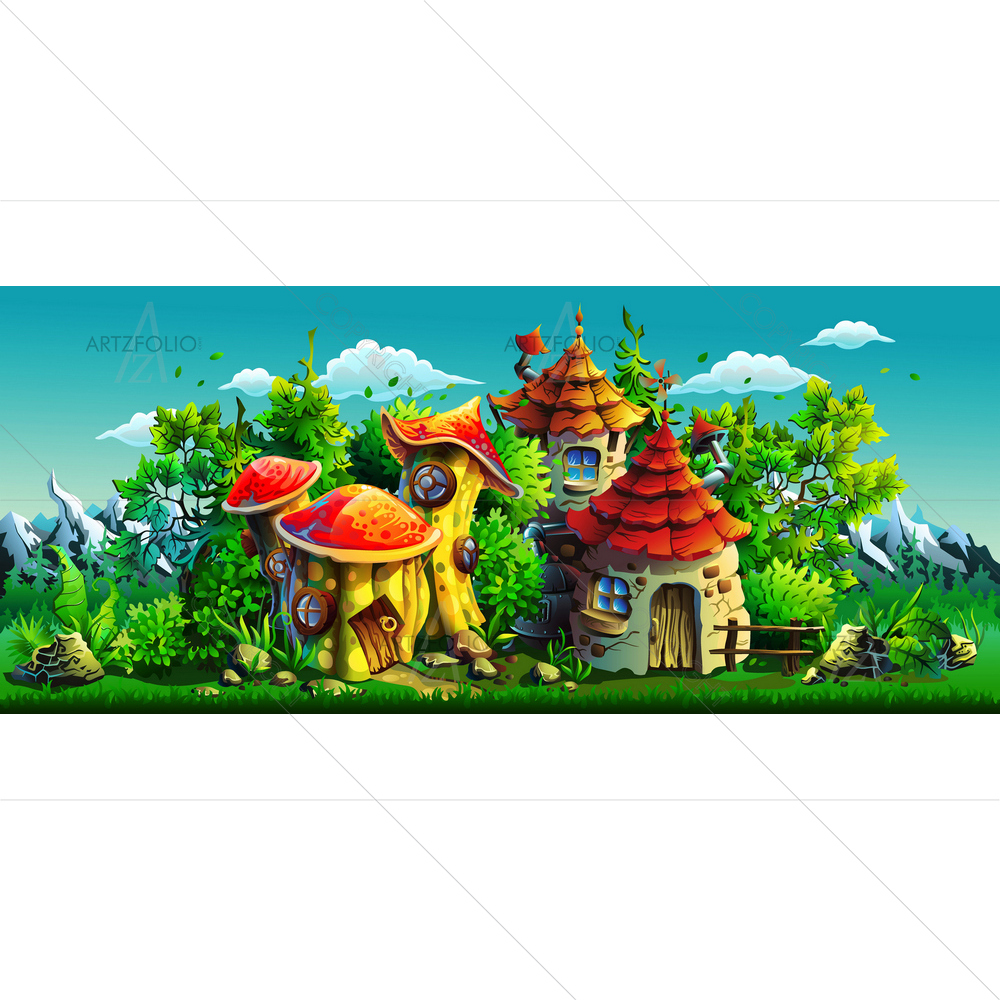 Village with Small Houses — custom-size art design 5012271