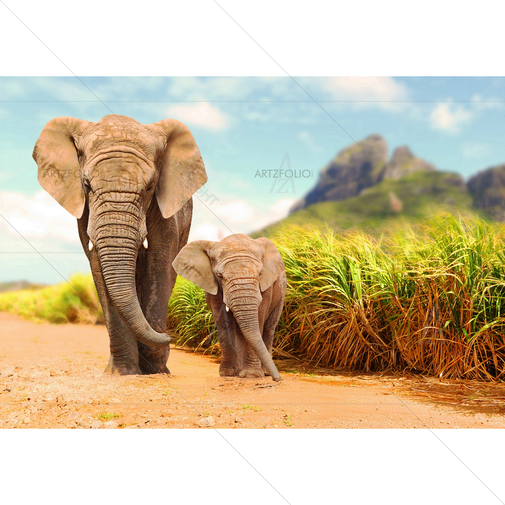 African Bush Elephants — Devotional custom art by ArtzFolio