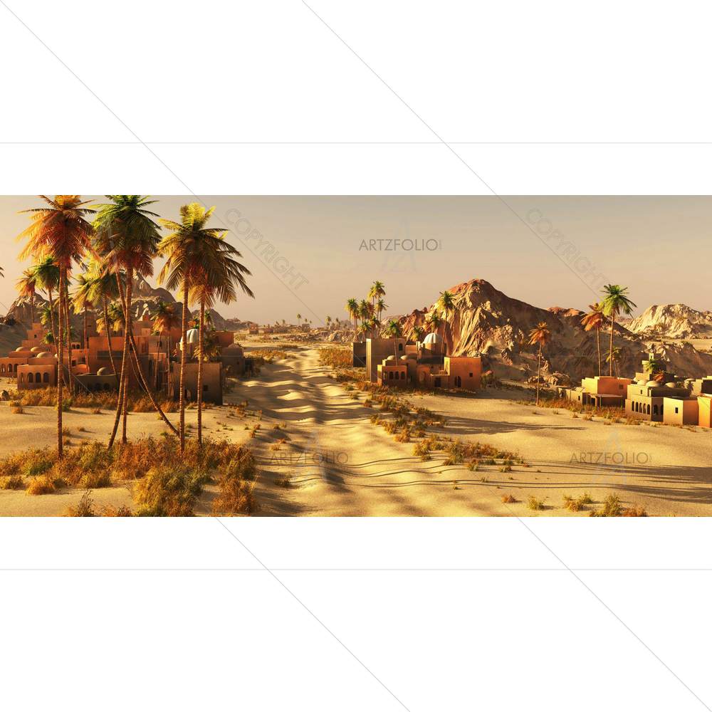 3D Arabic Small Town on Wasteland — Devotional custom art by ArtzFolio
