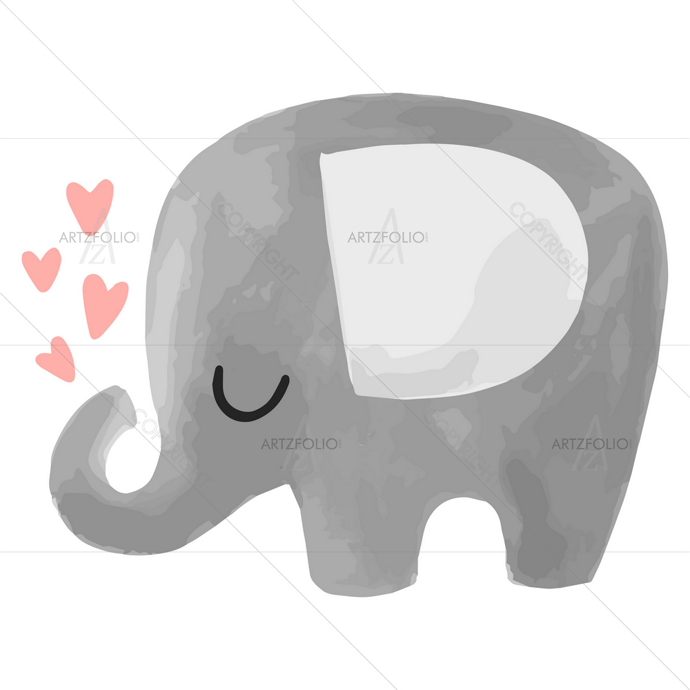 Baby Elephant with Hearts — custom-size art design 5012309